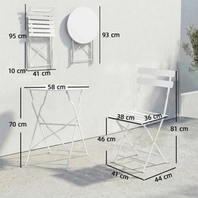 Outsunny Set Bistro Pliabil pentru Exterior cu Masă și 2 Scaune, Alb | Aosom Romania