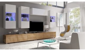 Mobilier living V Badiani (Stejar auriu + Alb + Alb lucios). 1070244
