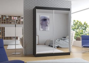 Dulap cu usi glisante si oglinda 150x200 cm, Florest, ADRK Furniture (Culoare: Alb)