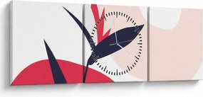 Tablou - Abstracție florală roz N⁰1 (cu ceas) (90x30 cm)