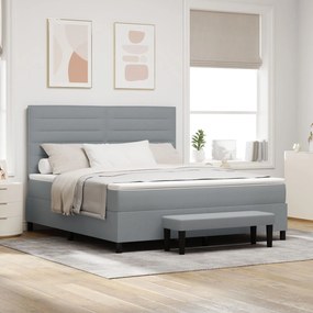 vidaXL Pat cu springuri și saltea gri deschis 180x200 cm țesătură