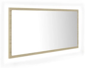 Oglinda de baie cu LED, stejar sonoma, 90x8,5x37 cm Stejar sonoma