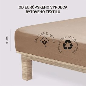 decoDoma Cearșaf elastic jersey cu elastan culoarea nucului 90 x 200 cm