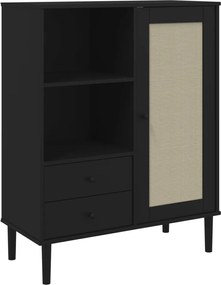 vidaXL Dulap înalt SENJA aspect ratan negru, 90x40x112cm