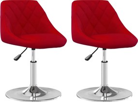 vidaXL Scaune de bucătărie pivotante, 2 buc., roșu vin, catifea