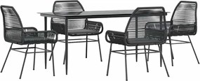 vidaXL Set de sufragerie de grădină 5 piese neagră Sticlă Poly Rattan