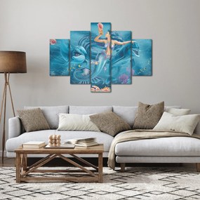 Tablou - Sirenă cu delfini (150x105 cm)
