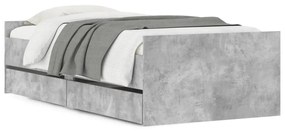 3207388 vidaXL Cadru de pat cu sertare, gri beton, 75x190 cm, mic single