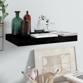 vidaXL Raft de perete suspendat, negru extralucios, 40x23x3,8 cm, MDF