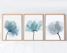 Set 3 tablouri HUHU206, albastru/alb, 30x40 cm