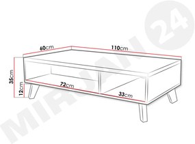 Măsuță de cafea Solara 110 (Alb mat briliant + stejar sonoma). 1053851