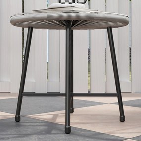 Outsunny Set mobilier de grădină 3 piese, 2 scaune din ratan plastic, 1 masă cu blat din sticlă, cadru din oțel, mobilier de exterior, Gri | Aosom Romania