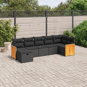 3265745 vidaXL Set canapele de grădină cu perne, 7 piese, negru, poliratan