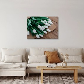 Tablou cu buchet de lalele albe (70x50 cm)