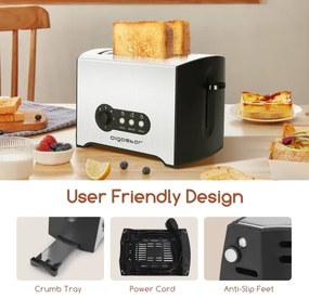 Prăjitor de pâine cu două fante Aigostar 900W/230V crom