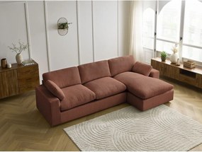 Colțar portocaliu cu tapițerie din catifea reiată Belair – Bobochic Paris