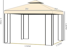 Pavilion de gradina de lux Outsunny 3x3 m, galben | Aosom Romania
