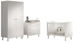 Set Mobilier Complet pentru Bebeluși, 4 Piese, Alb Satinat (Pin Masiv și MDF) – Billy – Vipack