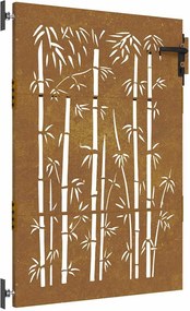 vidaXL Poartă de grădină 85x125 cm, oțel corten, design bambus