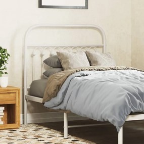 vidaXL Tăblie de pat metalică, alb, 90 cm