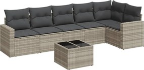 vidaXL Set canapele de grădină cu perne, 7piese gri deschis poliratan