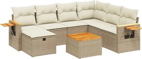 vidaXL Set canapele de grădină, 8 piese, cu perne, bej, poliratan