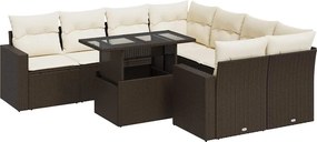 vidaXL Set canapele de grădină cu perne, 9 piese, maro, poliratan