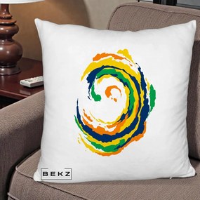 Perna Decorativa Vortex Abstract Colorat, 40x40 cm, Alb Pufos, Husa Detasabila, Perna Inclusa, BEKZ®