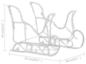 Decoratiune de Craciun reni si sanie 160 leduri 130 cm acrilic 1, Alb cald, 43 x 11 x 55 cm (2 pcs)