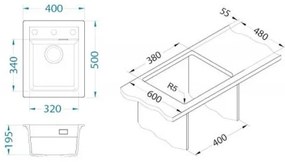 Chiuvetă de bucătărie ALVEUS 1139079 ATROX 50x40 cm alb