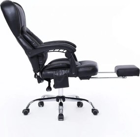 RESIGILAT- Scaun directorial cu Masaj si Incalzire, 8 puncte de masaj, Piele ecologica, Negru