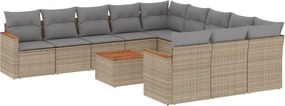vidaXL Set canapele de grădină, 12 piese, cu perne, bej, poliratan