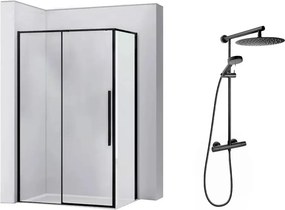 Pachet cabina de dus Rea Solar negru 90x120 cm si coloana de dus FDesign Anima Quadro negru