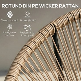 Outsunny Set de 2 Scaune Acapulco din Ratan, Structură din Oțel, pentru Balcon și Verandă | Aosom Romania