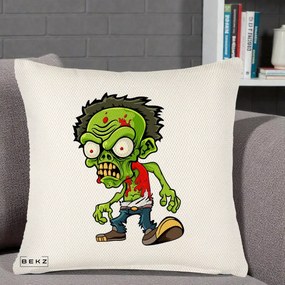 Perna Decorativa Zombie Halloween, 40x40 cm, Crem Reliefat, Husa Detasabila, Perna Inclusa, BEKZ®