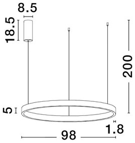 Lustra LED design circular cu iluminat sus si jos ELOWEN negru, diametru 98cm