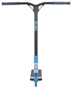 Trotineta Freestyle NOVOKIDS™ Rebel Stunter PRO, Maner 67 cm latime, Max 100 kg, Frana picior, Cadru si roti aluminiu, Diametru roata 120 mm, Albastru