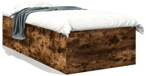 3280976 vidaXL Cadru de pat, stejar fumuriu, 90x190 cm, lemn prelucrat
