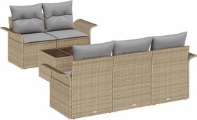 vidaXL Set de canapele pentru grădină cu pernă Manual 6 pcs Bej și gri