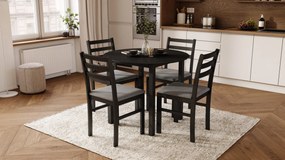 Set TORINO Masă rotundă + 4 scaune Negru / Gri Deschis