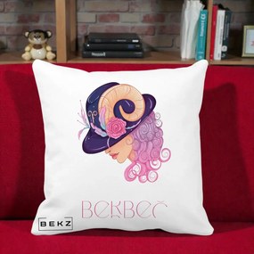 Perna Personalizata Zodie Berbec, 40x40 cm, Alba Mata, Husa Detasabila, Perna Inclusa, BEKZ®