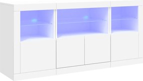 vidaXL Servantă cu lumini LED, alb, 142,5x37x67 cm