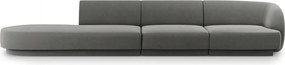 Canapea 4 locuri cotiera stanga, Miley, Micadoni Home, BL, 325x85x74 cm, catifea, gri deschis