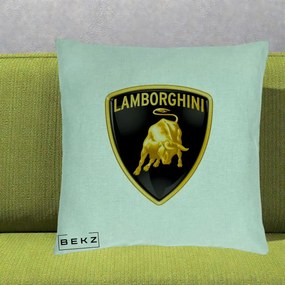 Perna Personalizata cu emblema Lamborghini, 40x40 cm, Verde Menta, Husa Detasabila, Perna Inclusa, BEKZ®