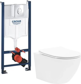 Pachet vas wc Rune Ivaldi, capac slim softclose si rezervor wc Grohe Rapid SL cu clapeta cromata Skate Air