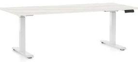 Masă înălțime reglabilă OfficeTech C, 180 x 80 cm, picioare albe, frasin alb