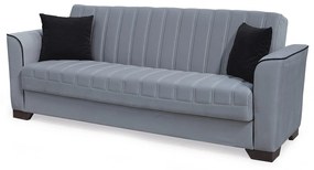 Canapea QUEEN extensibila, 3 locuri, cu arcuri si lada depozitare, gri, 218x70x80 cm