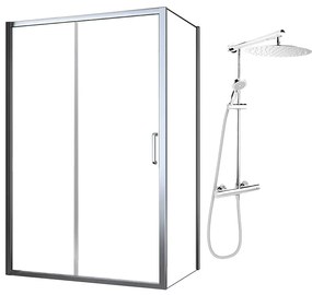 Pachet cabina de dus Fluminia Iris crom 120x90 cm si coloana de dus FDesign Anima crom