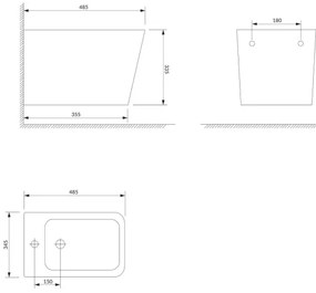OMNIRES FONTANABIBP - bide suspendat FONTANA, ceramică, alb lucios
