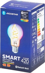 Bec LED RGBW Aigostar FILAMENT A60 E27/4,9W/230V 2700K